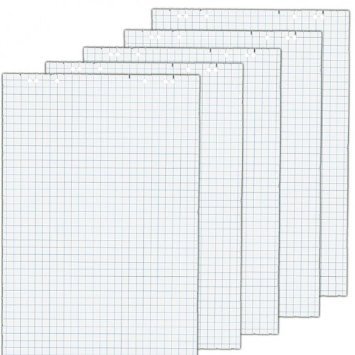 5 x Flipchartblöcke, Weiss Blanco, je Block 20 Blatt 69 x 99 cm, 6 Löcher, perforiert, Papier für Flipchart, 5 Flipchartblöcke, Cuadros, 1 von Faxland
