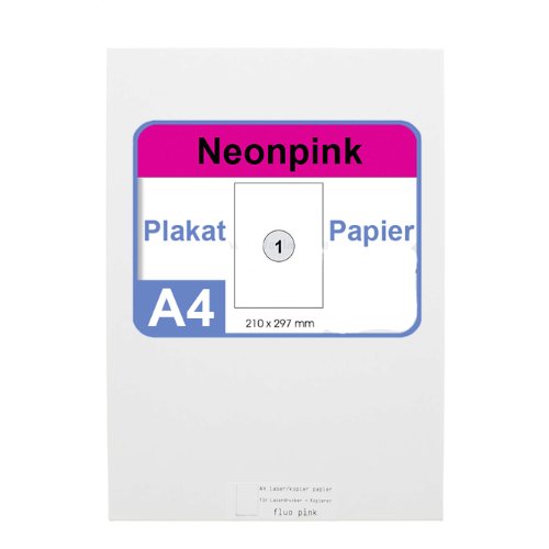 Neonpapier 100x DIN A4 Kopierpapier Neonpink - in Neon Farbe Fluo Pink von Faxland
