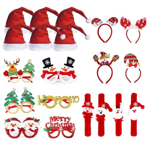 Fayelong 20PCS Weihnachtsbrille Glitter Kopfbänder Hüte Set für Weihnachtsparty Gunsten Urlaubsfotos Booth Fayelong 20PCS Weihnachtsbrille Glitter Kopfbänder Hüte Set für Weihnachtsparty Gunsten Urlaubsfotos Booth von Fayelong