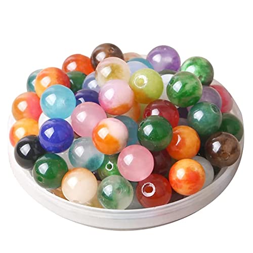 100 Stück Bunt Halbedelsteine Perlen, Rund Schmucksteine Perlen, Bunte Perlen Auffädeln, für Die Schmuckherstellung, Armbänder, Anhänger, Kunsthandwerk, 10mm (10 Farben, 10mm) von Fayemint