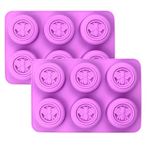 2 Stück Silikonseifenformen, 6-Hohlraum Bienensilikon Seifenform, Runde Bienenkuchenformen, für Handgemachte Seife Kuchen, Schokolade, Eiswürfel, Desserts, Kerzen 2 Stück Silikonseifenformen, 6-Hohlraum Bienensilikon Seifenform, Runde Bienenkuchenformen, für Handgemachte Seife Kuchen, Schokolade, Eiswürfel, Desserts, Kerzen von Fayemint