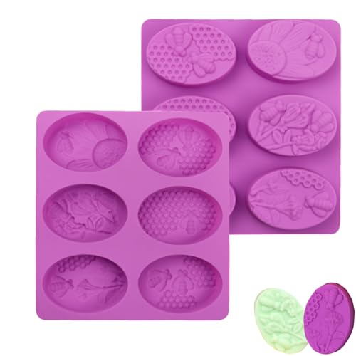 Fayemint 2 Stück Biene Seife Form, Silikon Seifenformen, für Craft Seife, Kuchen DIY Form, Biscuit Schokolade, Süßigkeiten (Lila) von Fayemint
