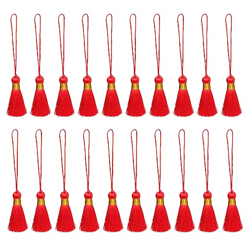 Fayemint 20 Stück Rot Tassels, Souvenir Quasten, Handgemachte Quasten Anhänger, Quaste mit Lanyard, für Lesezeichen, Einladungskarten, Schlüssel, Basteldesign (Rot) von Fayemint