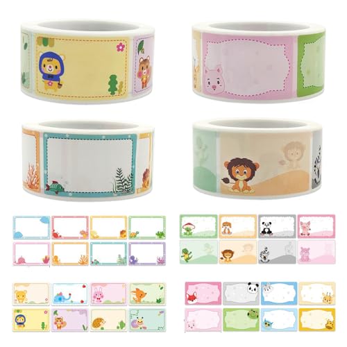 Fayemint 800 Stück Etiketten Selbstklebend Schule Kinder, Buchetiketten zum Beschriften, Selbstklebende Etiketten für Schreiben, für Notizbücher, Kleidung, Schultaschen, Marmeladengläser von Fayemint