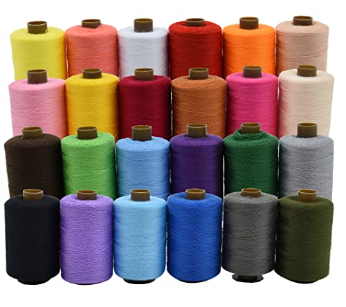 24 Farben Polyester-Nähgarn für Handnähen, Quilten und Nähmaschinen, Set mit 910 m pro Spule von Fayvosiue