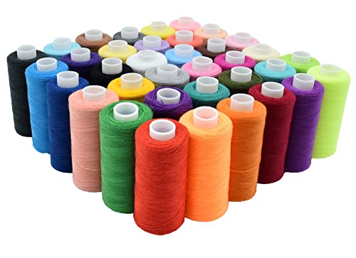 Nähgarn-Set, 36 Farben, Polyester, 400 Meter pro Spulen, für Handnähen, Sticken, Reisen und Heimwerken von Fayvosiue