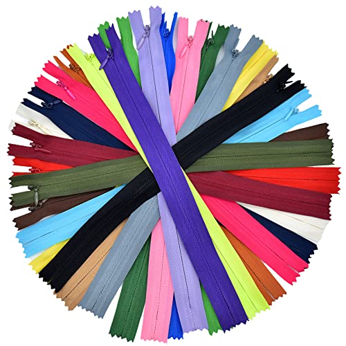 Unsichtbare Reißverschlüsse, 60 Stück unsichtbare Näh-Reißverschlüsse, Nylon-Spulen-Reißverschluss zum Nähen, Schneidern, Basteln, Kleidung (20 Farben) (50 cm/60 Stück) von Fayvosiue