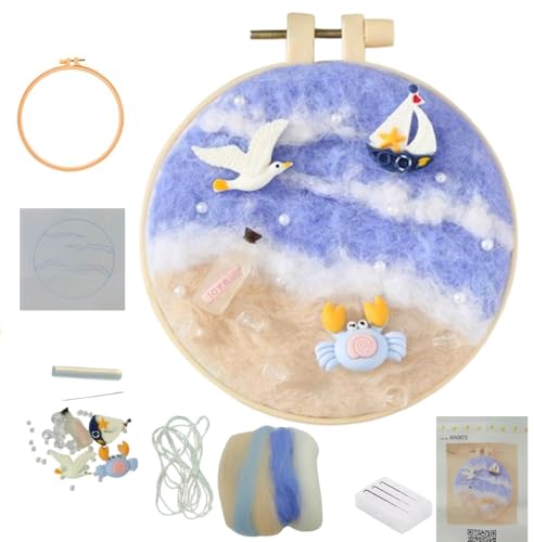 Nadelfilz-Starter-Set, Filzsets für Anfänger, Erwachsene, Nadelfilz-Set, Anfänger, Wollfilz-Set (Meer) von Fazanwey