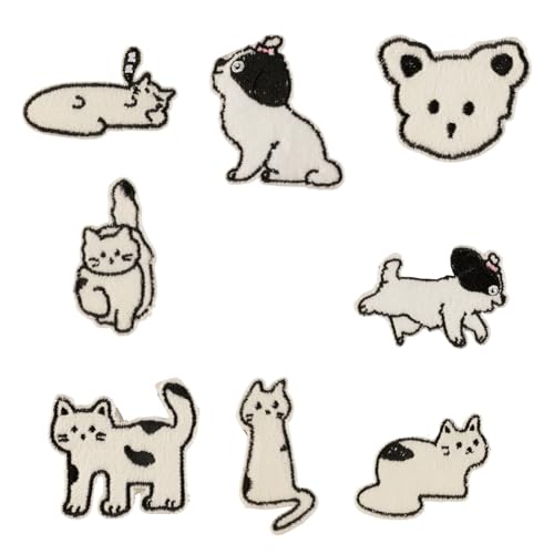 Fazvncv Aufnäher zum Aufbügeln, Motiv: Cartoon-Katzen, 8 Stück von Fazvncv