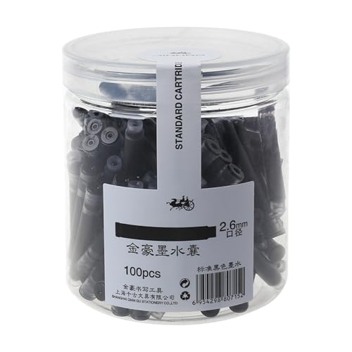 Fazvncv Füllfederhalter-Tinten für Füllfederhalter, Nachfüllpatrone, 2,6 mm Durchmesser, Schwarz, Blau oder Schwarz, Blau, 100 Stück von Fazvncv