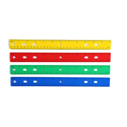 Fazvncv Klares Lineal mit Loch, 30,5 cm, gerades Lineal, Zoll und Zentimeter, Doppelskala, Zeichenlineal, Mathematik-Messwerkzeug von Fazvncv