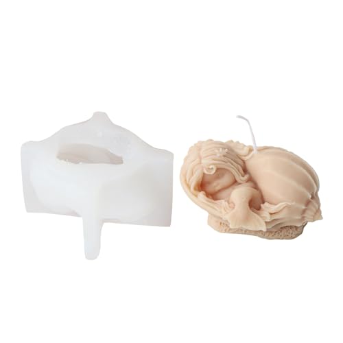 Fazvncv Silikonform mit Meerjungfrauen-Prinzessinnenkerzen, handgefertigt, Gips, Epoxidharz, Gipsformen, Schreibtischdekoration von Fazvncv