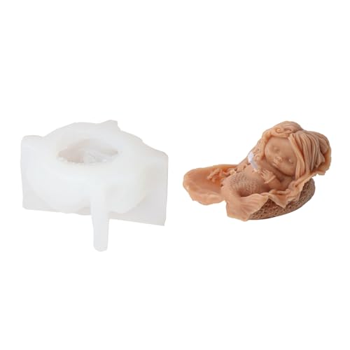 Fazvncv Silikonform mit Meerjungfrauen-Prinzessinnenkerzen, handgefertigt, Gips, Epoxidharz, Gipsformen, Schreibtischdekoration von Fazvncv