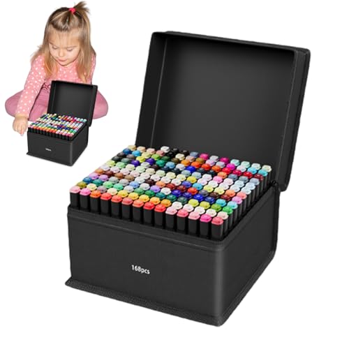 Fbinys Coloring Markers, Double Tip Art Pens, 168 Color Marker Set, Vibrant Crafting Tools Painting and Sketching, Nib Design Journaling Illustration, Ideal for Adults, 31x17x16 cm Fbinys Coloring Markers, Double Tip Art Pens, 168 Color Marker Set, Vibrant Crafting Tools Painting and Sketching, Nib Design Journaling Illustration, Ideal for Adults, 31x17x16 cm von Fbinys