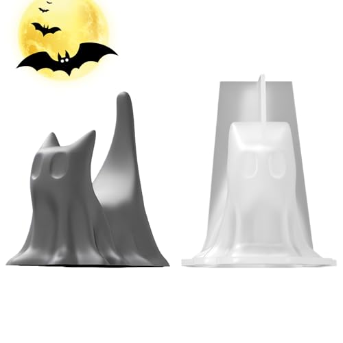 Ghost Candle Mold, Halloween Spooky and Kitten Silicone Set, Reusable Crafting Molds Wax Plaster Clay Fondant, Home Decor for Table Centerpieces, Window, Fireplace, School Display, 6.9x8.1x10.1cm Ghost Candle Mold, Halloween Spooky and Kitten Silicone Set, Reusable Crafting Molds Wax Plaster Clay Fondant, Home Decor for Table Centerpieces, Window, Fireplace, School Display, 6.9x8.1x10.1cm von Fbinys
