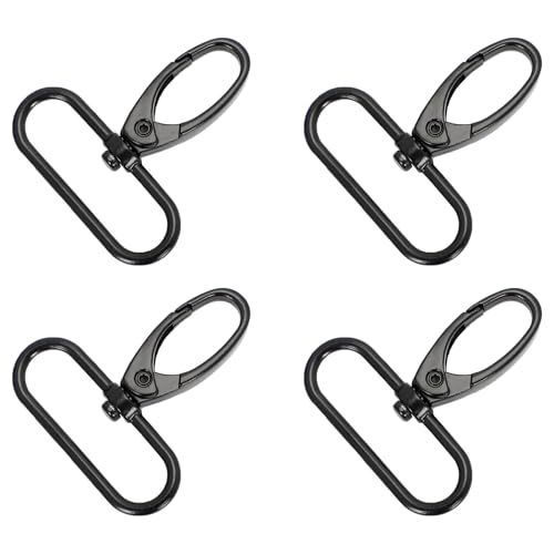 Karabinerverschluss für Geldbörse, Tasche, Schlüsselband und Bastelarbeiten, 3,8 cm, schwarz, 38 mm Clips mit 360° Drehung (12 Stück) von Fbrtsba