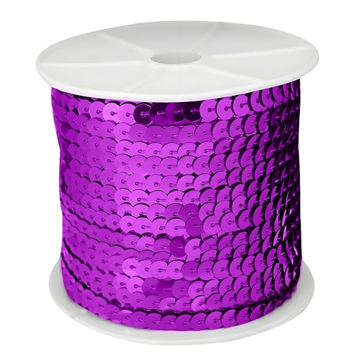 Fbshicung Pailletten-Bordüre, rund, flach, zum Basteln und Nähen, für Kleider, Kostüme, Verzierung, Stirnband, Fransen, 6 mm x 91 m, Violett Fbshicung Pailletten-Bordüre, rund, flach, zum Basteln und Nähen, für Kleider, Kostüme, Verzierung, Stirnband, Fransen, 6 mm x 91 m, Violett von Fbshicung