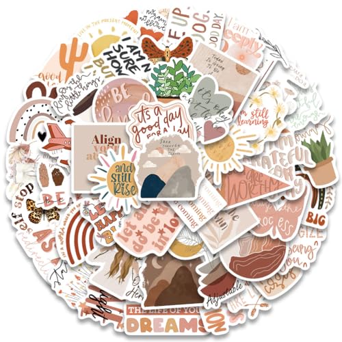 50 Inspirierende Vintage-Aufkleber für Frauen, Erwachsene, Kinder, Jugendliche, Lehrer Bohemian Motivational Aesthetic Stickers, Waterproof Vintage Vinyl Stickers von Fc'Noqgn