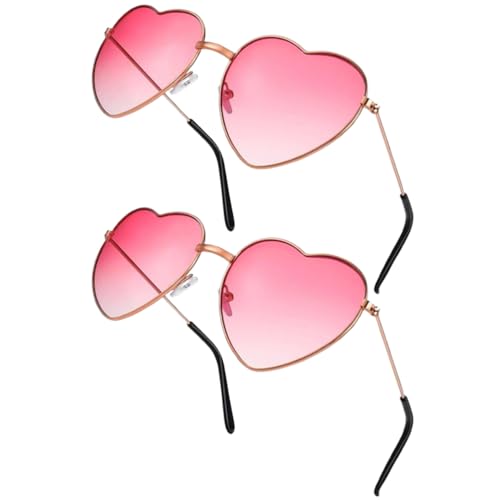 Fc'Noqgn 2 Stück Herz-Sonnenbrille, Hippie-Brille, Kinder-Vintage-Kostüm-Brille, Herren, Damen, Hippie-Mode, Kleider-Accessoires (Gradual Rose) von Fc'Noqgn