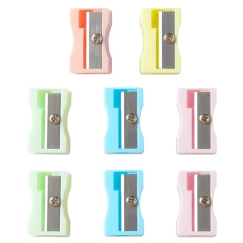 Fc'Noqgn Mini Spitzer 8 STK Set - Quadratisch, Makronenfarben, rostfreie Klinge für glattes Anspitzen, kompakt & tragbar für Schule & Kunstbedarf von Fc'Noqgn