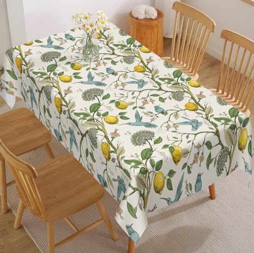 Fchen art Tischdecke mit blühendem Zitronenbaum, hell blühende Zitronen-Druck, rechteckige Tischdecke, Obstbaum, Zweige, Blätter, Blumen, Stoff-Tischdecke für Zuhause, Abendessen von Fchen art