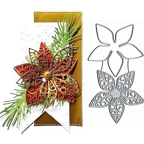 Fclily@JJ 2 Stück hohle Blumen-Metall-Stanzformen, Weihnachtsspitzen, Blätter, Stanzschablonen für DIY-Einladungen, Karten, Scrapbooking, Alben, dekorative Prägepapier-Stanzformen, Kartenherstellung Fclily@JJ 2 Stück hohle Blumen-Metall-Stanzformen, Weihnachtsspitzen, Blätter, Stanzschablonen für DIY-Einladungen, Karten, Scrapbooking, Alben, dekorative Prägepapier-Stanzformen, Kartenherstellung von Fclily@JJ