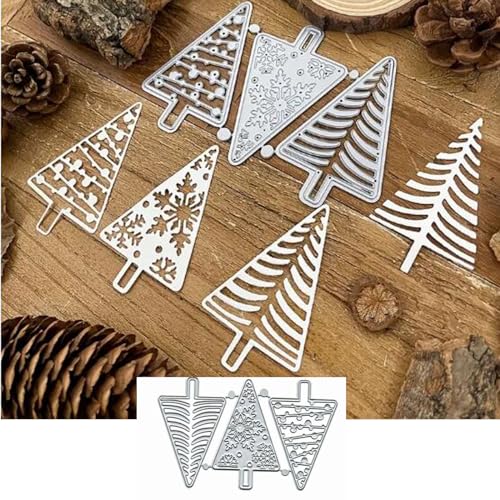 Fclily@JJ Metall-Stanzschablonen, Weihnachtsschnee-Bäume, Schneeflocken-Baum, Stanzschablonen für Bastelarbeiten, Scrapbooking, Alben, dekorative Prägepapier-Stanzformen, Kartenherstellung, 3 Stück von Fclily@JJ