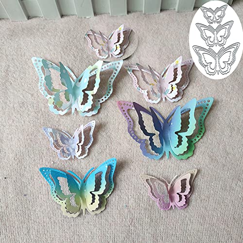 3 Stück 3D Schmetterling Metall Stanzformen, Frühling Blume Schmetterling Rahmen Stanzformen Schablonen DIY Scrapbooking Dekorative Prägung Papier Scrapbooking Kartenherstellung von Fclily@JJ