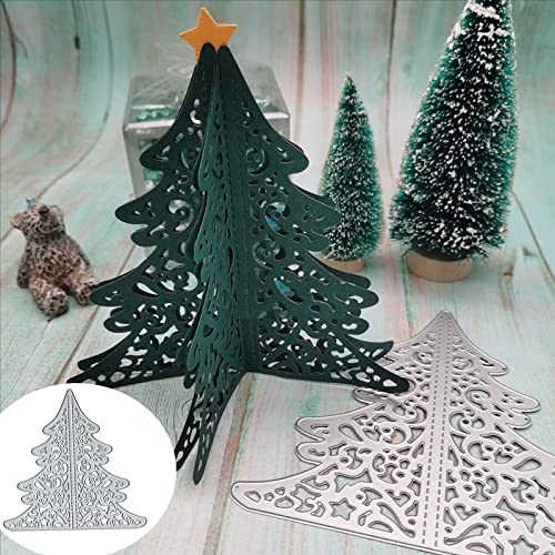 3D-Weihnachtsbaum-Stanzformen aus Metall, Motiv: Merry Christmas Tree, Stanzschablonen für DIY, Scrapbooking, Album, dekorative Prägepapier-Stanzformen für Scrapbooking, Kartenherstellung von Fclily@JJ