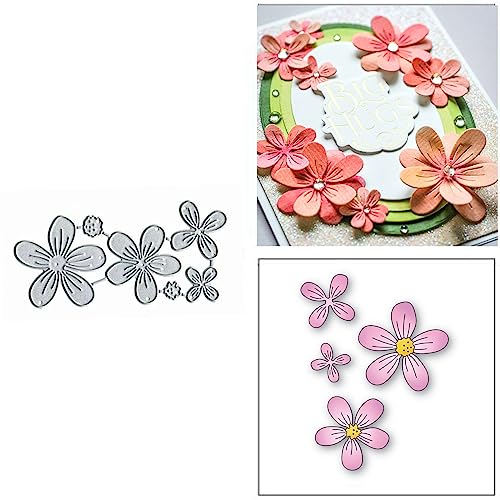 4 Stanzformen mit Blumenrahmen, Metall, für Frühling, Hochzeit, Flowe, Blatt, Karten, Stanzschablonen, Scrapbooking, Fotoalbum, dekorative Prägepapier, Kartenherstellung von Fclily@JJ