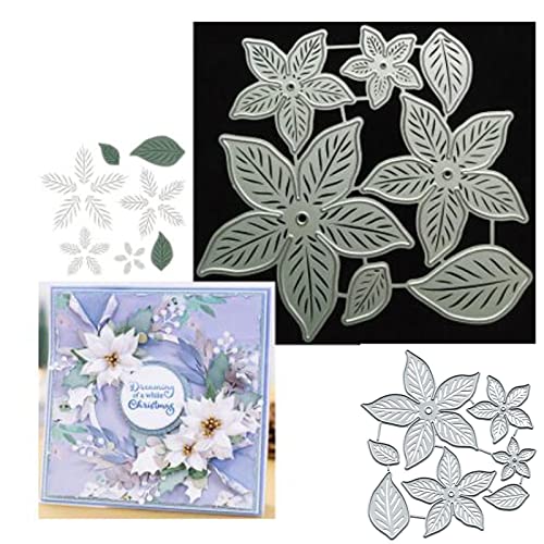 Metall-Stanzformen mit Weihnachtsstern-Motiv, für Hochzeit, Schneeflocke, Blätter, Stanzschablonen für DIY, Scrapbooking, Album, dekorative Prägepapier-Stanzformen für Scrapbooking, Kartenherstellung von Fclily@JJ