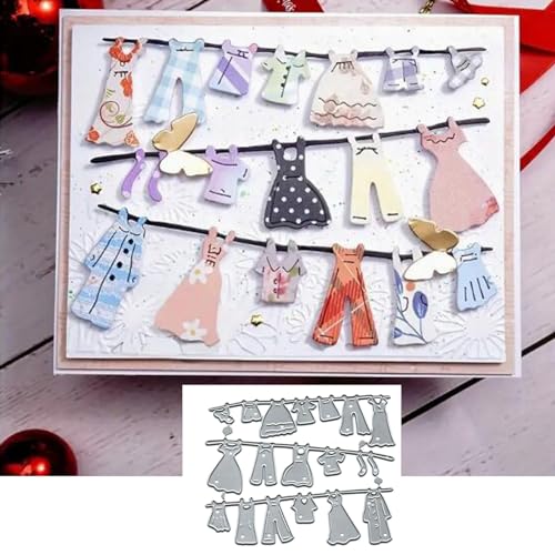 Fclily@JJ, Wäscheleine zum Aufhängen von Kleidung aus Metall, Stanzformen für Kleidung und Kleider, Schnittschablonen für DIY-Einladungskarten, Scrapbooking, Alben, dekorative Prägepapier-Stanzformen, Fclily@JJ, Wäscheleine zum Aufhängen von Kleidung aus Metall, Stanzformen für Kleidung und Kleider, Schnittschablonen für DIY-Einladungskarten, Scrapbooking, Alben, dekorative Prägepapier-Stanzformen, von Fclily@JJ
