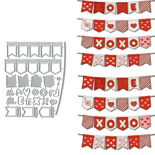 Fclily@JJ, Valentinstag-Herz-Wimpelkette, Metall-Stanzformen, Liebesetiketten-Banner-Stanzschablonen für DIY-Scrapbooking-Alben, dekorative Prägepapier-Stanzformen, Kartenherstellung Fclily@JJ, Valentinstag-Herz-Wimpelkette, Metall-Stanzformen, Liebesetiketten-Banner-Stanzschablonen für DIY-Scrapbooking-Alben, dekorative Prägepapier-Stanzformen, Kartenherstellung von Fclily@JJ