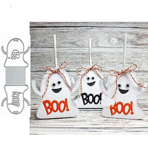 Ghost Halloween Box Metal Stanzformen, Happy Halloween Ghost Skull Candy Box Stanzschablonen für DIY Prägung Foto Dekorative Papier Stanzformen Scrapbooking Kartenherstellung von Fclily@JJ