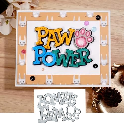 Metall-Stanzformen mit Tier-Krallen, Pfotenpuder, Wörter, Blumen-Zweig, Blatt, Stanzschablonen für DIY, Scrapbooking, Album, dekorative Prägepapier-Stanzformen, Kartenherstellung von Fclily@JJ