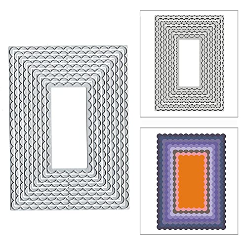 Metall-Stanzformen mit gewelltem Rechteck, quadratischer Rahmen, Stanzschablonen für Bastelarbeiten, Einladungen, Karten, Scrapbooking, Alben, dekorative Prägepapier-Stanzformen, Kartenherstellung von Fclily@JJ