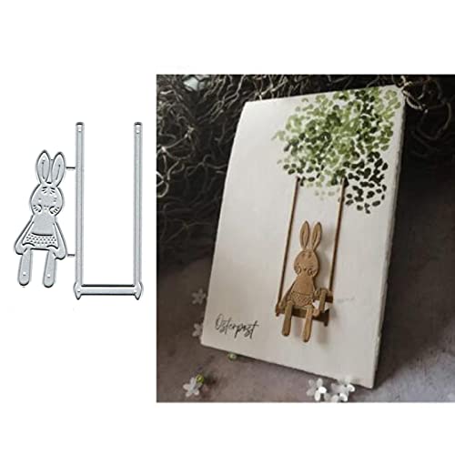 Swing Bunny Rabbit Metallstanzformen, Blumen-Blatt-Kaninchen-Karten-Stanzformen, Schnittschablonen für DIY Scrapbooking, Album, dekorative Prägung, Papierstanzformen, Kartenherstellung von Fclily@JJ