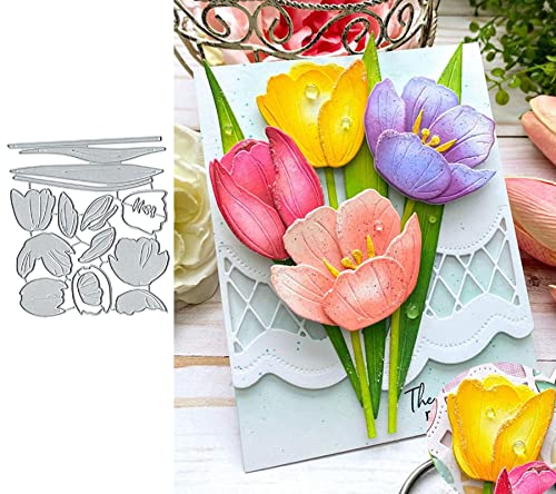 Fclily@JJ Metall-Stanzschablonen-Set mit Tulpenblumen, Frühlingsblumen, Blättern, Stanzschablonen für Bastelarbeiten, Scrapbooking, Alben, dekorative Prägepapier-Stanzformen, Kartenherstellung Fclily@JJ Metall-Stanzschablonen-Set mit Tulpenblumen, Frühlingsblumen, Blättern, Stanzschablonen für Bastelarbeiten, Scrapbooking, Alben, dekorative Prägepapier-Stanzformen, Kartenherstellung von Fclily@JJ