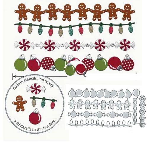 Weihnachtsbordüren Metall-Stanzformen, Merry Christmas Lebkuchenmann, Glühbirne, Süßigkeiten, Stanzschablonen für selbstgemachte Einladungskarten, Scrapbooking, Album, dekorative, silber Weihnachtsbordüren Metall-Stanzformen, Merry Christmas Lebkuchenmann, Glühbirne, Süßigkeiten, Stanzschablonen für selbstgemachte Einladungskarten, Scrapbooking, Album, dekorative, silber von Fclily@JJ