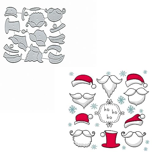 Weihnachtsset mit Weihnachtsmann-Metall-Stanzformen, Merry Christams Beard Snata Karte Stanzformen Stanzschablonen für DIY Scrapbooking Album Dekorative Prägepapier Stanzformen Kartenherstellung von Fclily@JJ