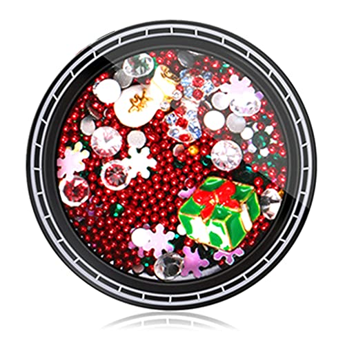 1 Box mit 3D-Nägeln mit Strasssteinen, Weihnachtsmann, Rentier, Schneemann, Schneeflocke, Metall-Nieten, Kunstdekoration 1 Box mit 3D-Nägeln mit Strasssteinen, Weihnachtsmann, Rentier, Schneemann, Schneeflocke, Metall-Nieten, Kunstdekoration von Fcnjsao