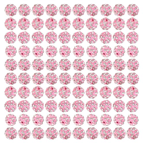 100 Pcs 10mm Disco Ton Perlen Runden Diamantperlen Bunte Strasssperlen Für Halskettenschmuckhandwerksvorräte von Fcnjsao