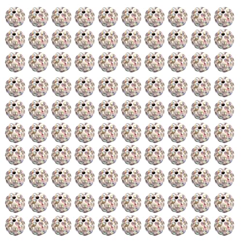 100 Pcs 10mm Disco Ton Perlen Runden Diamantperlen Bunte Strasssperlen Für Halskettenschmuckhandwerksvorräte von Fcnjsao