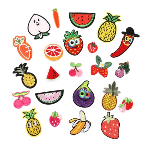 23 PCs Wassermeloneisen Auf Flecken Applikationen Bananenreparaturflecken Karottenstickte Patches Für Die Beuteldekoration von Fcnjsao