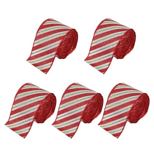 5 Rollen Festival glitzernde gestreifte Bänder handgefertigt Schleife Weihnachtsbaum Dekoration Verpackung Bänder für Party 5 Rollen Festival glitzernde gestreifte Bänder handgefertigt Schleife Weihnachtsbaum Dekoration Verpackung Bänder für Party von Fcnjsao