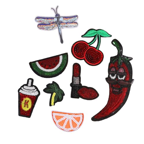8 PCs Fruchtnähflecken Pailletten Applikationsflecken Chilis Bestickte Flecken Eisen Auf Flecken Reparaturflecken Für Jeans 8 PCs Fruchtnähflecken Pailletten Applikationsflecken Chilis Bestickte Flecken Eisen Auf Flecken Reparaturflecken Für Jeans von Fcnjsao