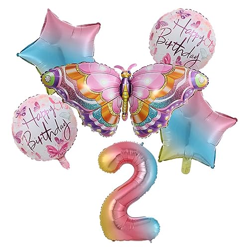 Aluminiumfolienballon Großer Schmetterlingsballon Happy Birthday Dekorationsset Zahlenballon Für Hochzeit Babyparty Schmetterlingsballon Dekorationen von Fcnjsao