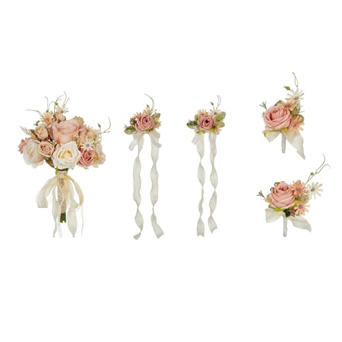 Brautsträuße mit Seidenrosen und Bändern, modisches Accessoire für Hochzeit und Festivaldekoration Brautsträuße mit Seidenrosen und Bändern, modisches Accessoire für Hochzeit und Festivaldekoration von Fcnjsao