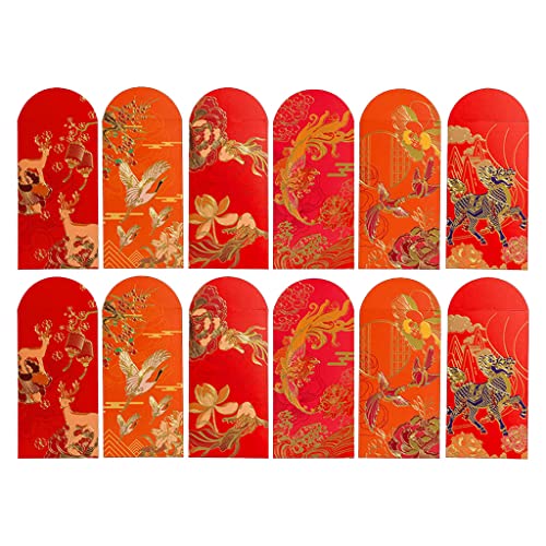 Chinesische rote Umschläge, Einladungskarten, Geburtstagsparty, Dekoration, Zubehör für Frühlingsfest, Party, Familientreffen, Gastgeschenk, 12 Stück Chinesische rote Umschläge, Einladungskarten, Geburtstagsparty, Dekoration, Zubehör für Frühlingsfest, Party, Familientreffen, Gastgeschenk, 12 Stück von Fcnjsao