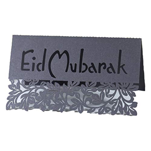 Fcnjsao 100 Stück 10 x 6 cm Eid Table Einladung Tischkarte Aushöhlen Blätter Buchstaben Papier Tischkarte Party Dekoration von Fcnjsao